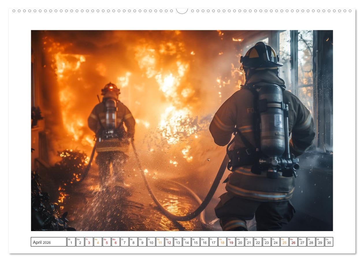 Helden im Einsatz - Männer und Frauen im Feuerwehrdienst (hochwertiger Premium Wandkalender 2026 DIN A2 quer), Kunstdruck in Hochglanz: Die Arbeit der ... zu unterstützen. (CALVENDO Menschen)