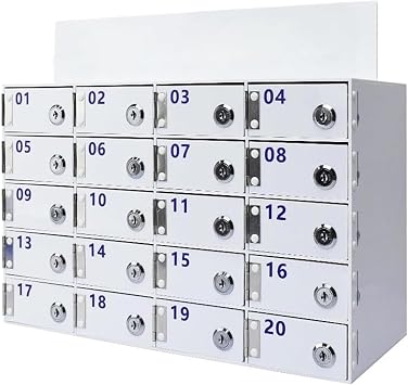 Cell Phone Storage Lockers Acrylic Cell Phone Storage Cabinet Wall-Mounted Lock Box Organizer with Door Locks & Keys, Ideal for Factory, School, Office Secure Cell Phone Locker Box20slots