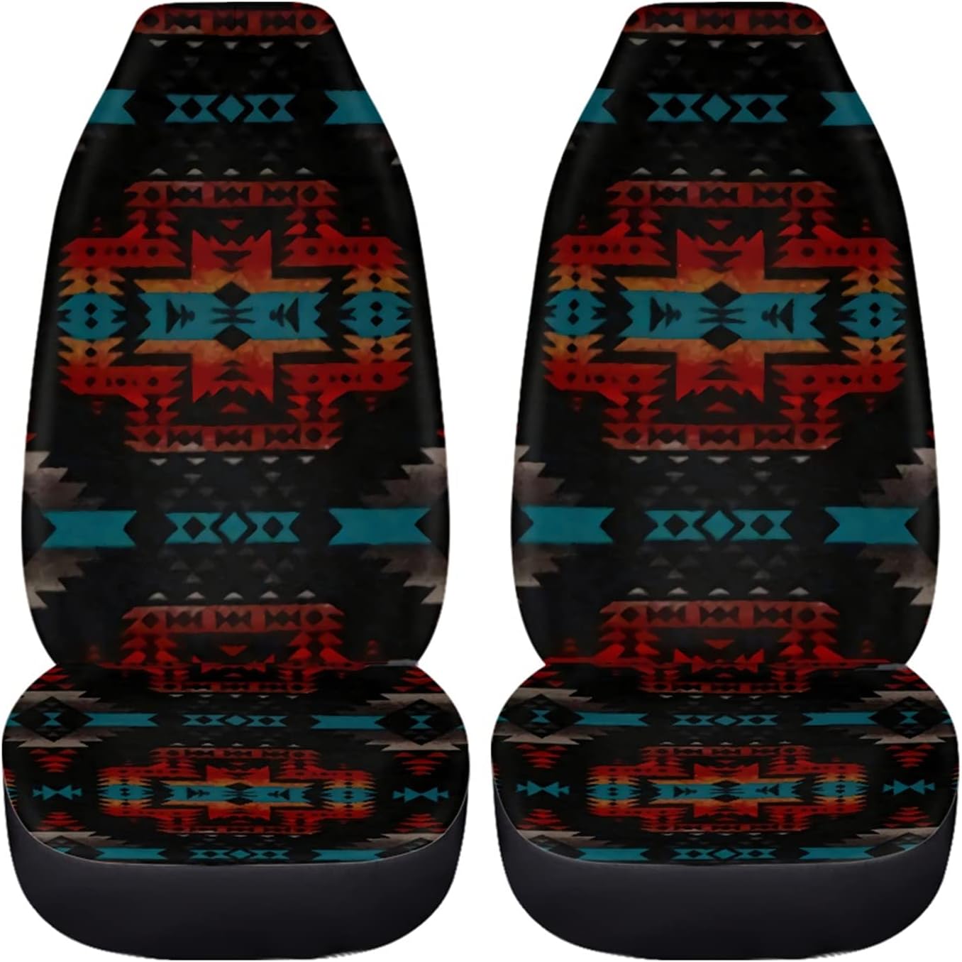 Dreaweet Navajo Print Car Seat Covers for Men Women Southwest Pattern Front Seat Protector Cover Full Set of 2pc Universal Size for Car, Truck or SUVs