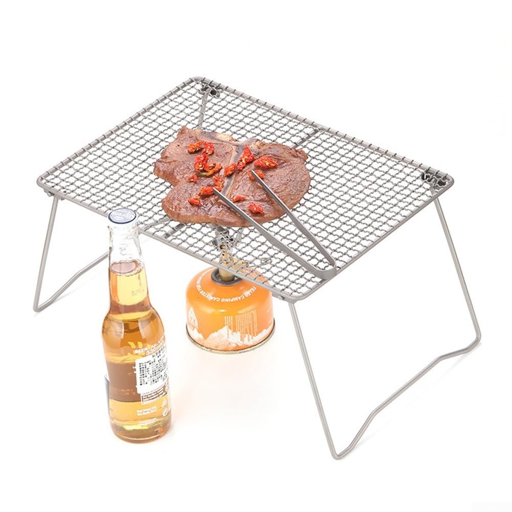 Przenośny składany grill na zewnątrz, lekki aluminiowy grill na węgiel drzewny, na kemping, wędrówki, wędkowanie, kompaktowy i łatwy do przenoszenia, z nogami dla stabilności