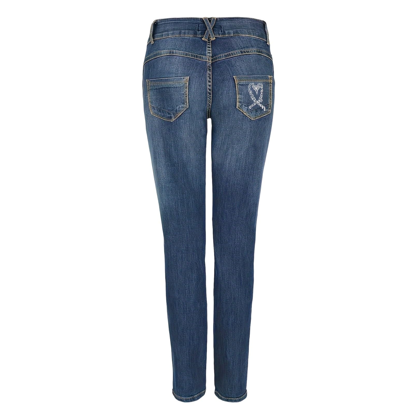 Genérico Pantalones Mujer Comodos, Pantalon Chandal Mujer, Pantalón Vaqueros de Cintura Alta Pierna Recta Detalle Bordado Casuales Cómodos Diario Primavera Otoño Joggers Pantalon