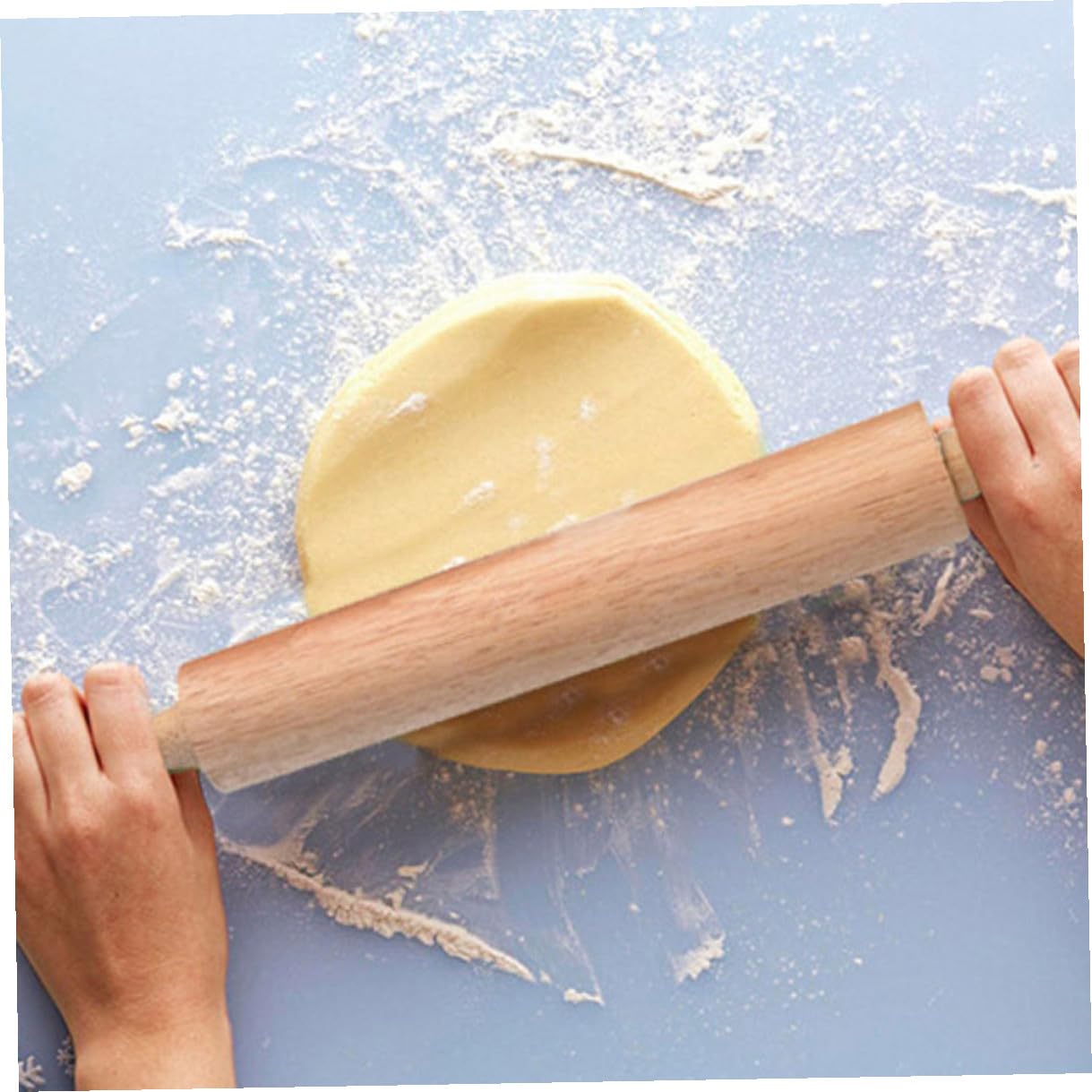 Sosoport 2 Stück Wachsfreies Nudelholz 47x6 Cm mit Rostfreien Lagern Küchenwerkzeug für Fondant und Kekse zum Backen