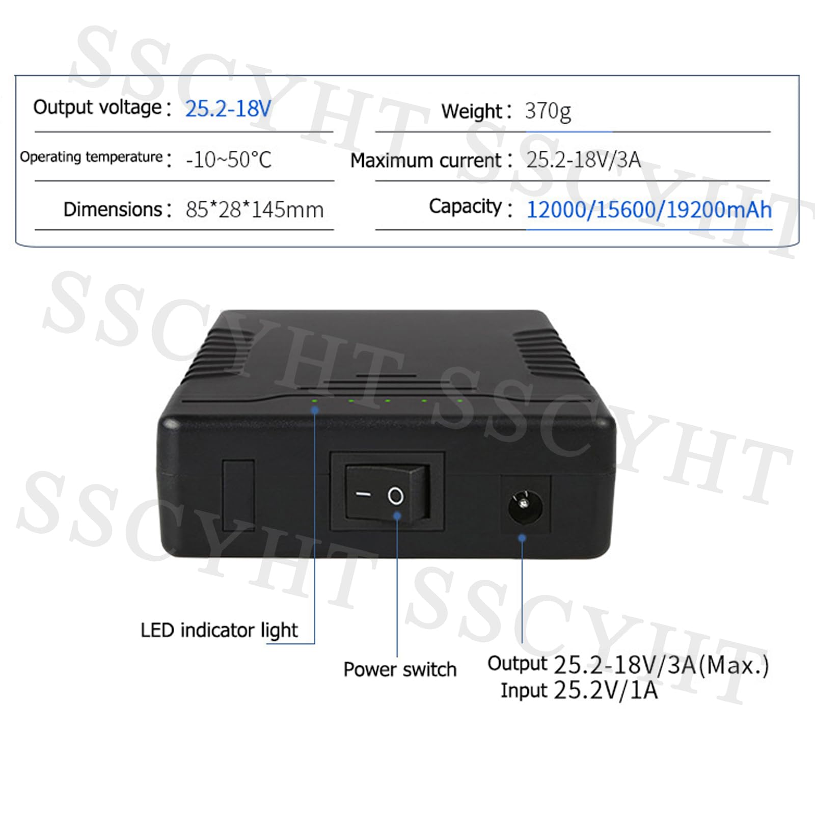 Akumulator litowo-jonowy 24V o pojemności 12000mAh, 15600mAh lub 19200mAh. Zapasowy akumulator 24 V do odtwarzaczy DVD, kamer CCTV, odtwarzaczy MP4 i taśm LED.