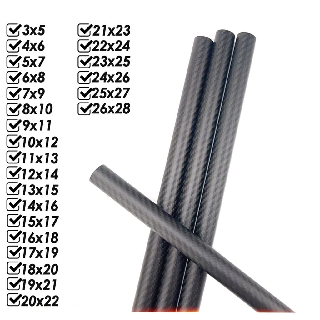 Hollow 3K Carbon Fiber Rods（16x14x500mm） 2pcs – Twill Matte High-Strength Tubes for RC Airplanes, Drones & DIY Projects