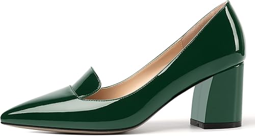 Miniatura 2 de ROSERWISH Zapatos de vestir de tacón alto grueso para mujer, con puntera puntiaguda, elegante, sexy, de 2.5 pulgadas