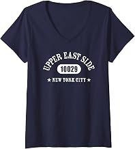 Womens UPPER EAST SIDE 10029 NEW YORK CITY / NYC Athletic Design V-Neck T-Shirt
