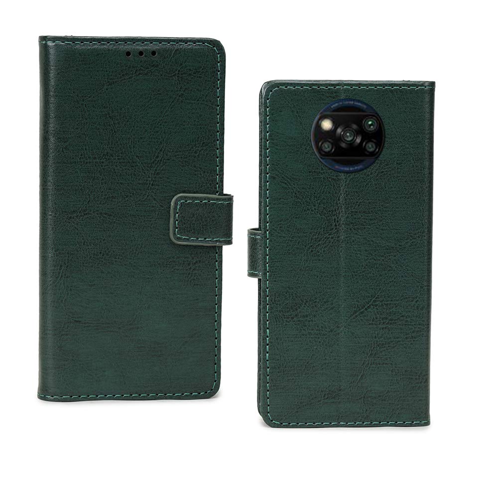 Pinaaki Enterprises Poco X3 Flip Case | Premium Leather Finish | with Card Pockets | Wallet Stand |Complete Protection Flip Cover for Poco X3 - Vintage Green (B08V1XKPSF) Amazon Price History, Amazon Price Tracker