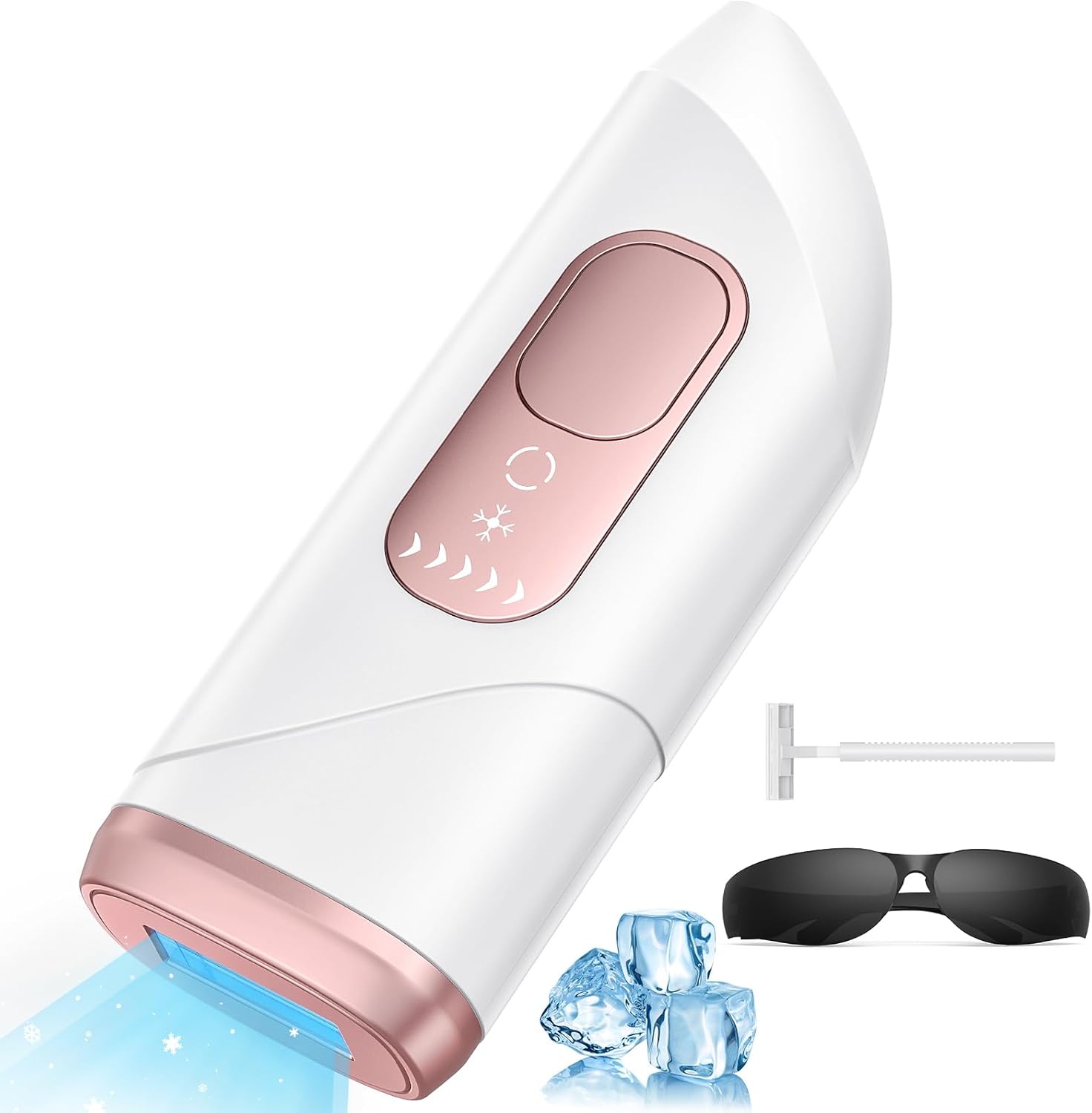 IPL Laser Geräte Haarentfernung mit Kühlfunktion, Unbegrenzten Blitzen für Lebenslange Nutzung, 600-1200NM Rotlichttechnologie, Schmerzfreie Hair Removal für Frauen Männer Women Körper - Rose