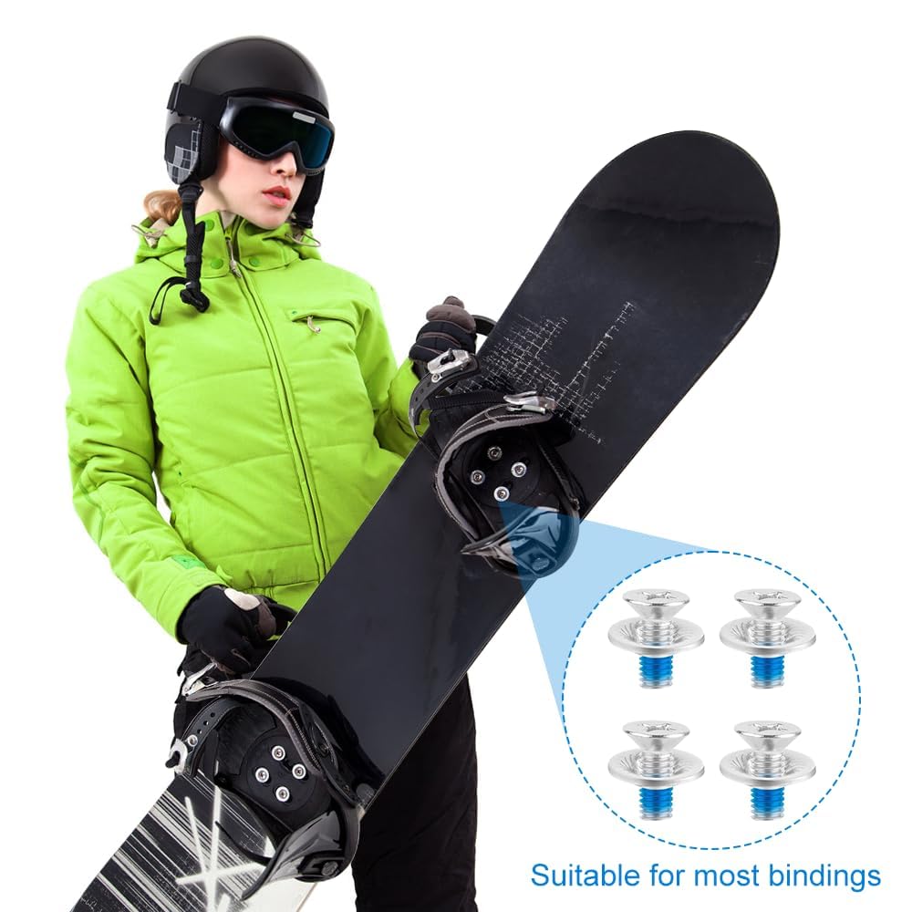 Tornillos de fijación Snowboard Acero Inoxidable M6 x 17 mm Cabeza avellanada con Arandelas Juego 16