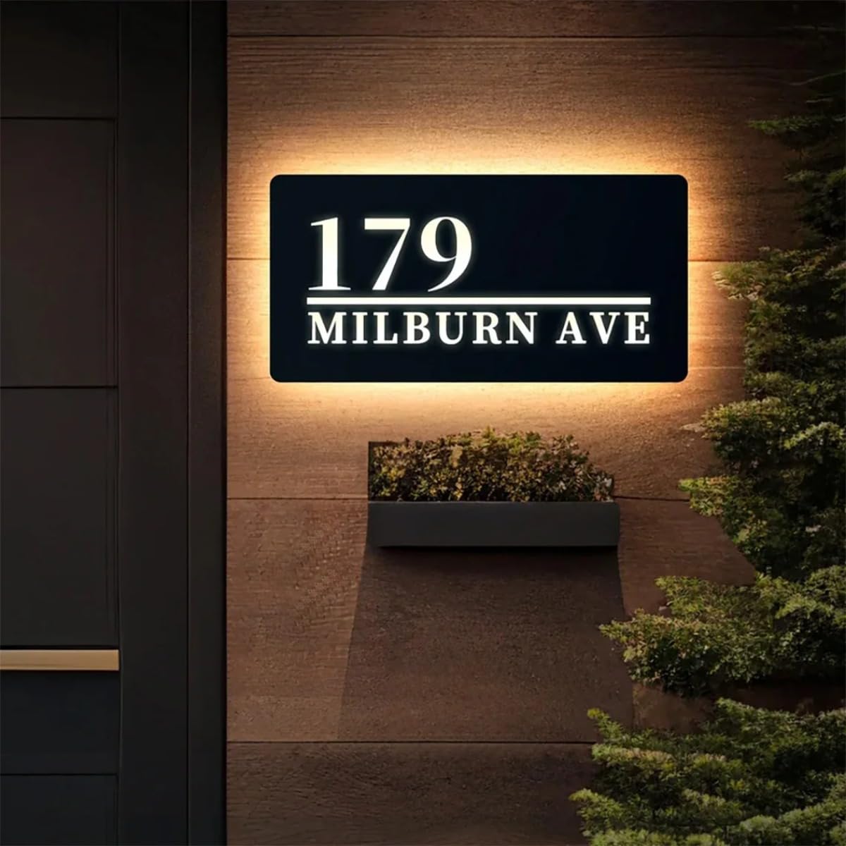 Individuelle LED-Hausnummer, beleuchtetes Hausnummernschild, personalisierbar, mit Hintergrundbeleuchtung, Hausnummernschild (mehrfarbig)