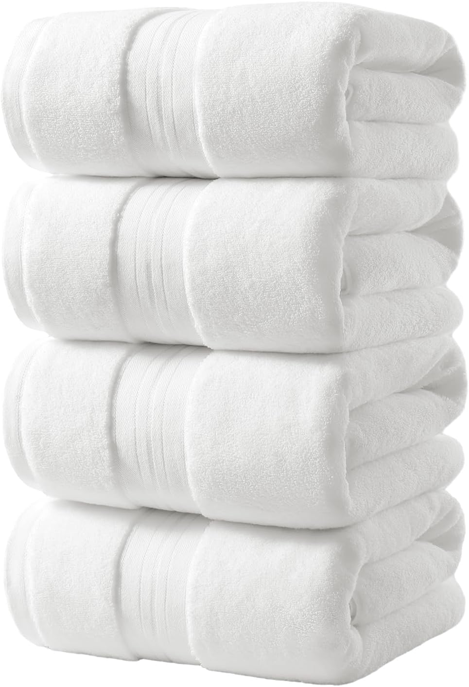 REDKISS 100% Cotton Bath Towels Set of 4, Extra Large Bath Sheets 27 X 59 Inches, 600 GSM, Quick Dry, Ultra Soft & Super Absorbent Bathroom Towel Sets for Bathroom, Gym, Spa, Pool & Hotel, White