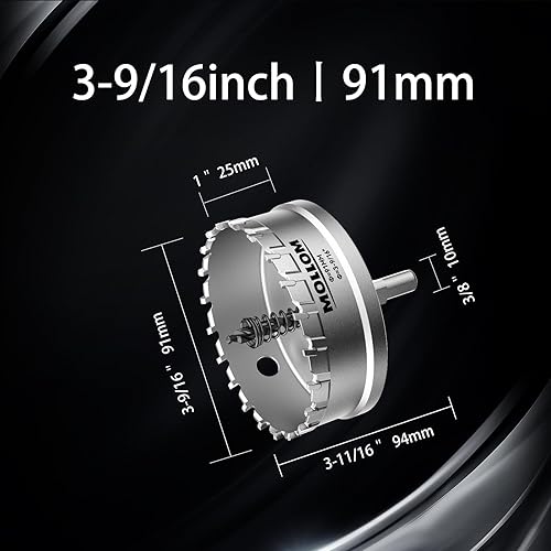 Miniatura 78 de Mollom Sierra perforadora de carburo resistente (2-1/2 pulgadas 2.520 in) con 2 brocas piloto, corte de agujeros de acero inoxidable, acero suave
