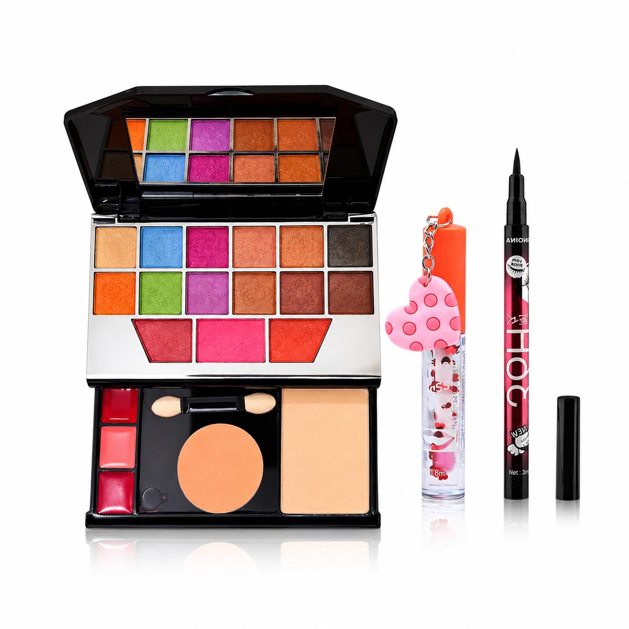 All in One Makeup Kit for Girls | Eyeshadow Palette, Lip Gloss, Eyeliner Kajal | Colorful Pretend Play Makeup Set | Kids Gift Set-image-30