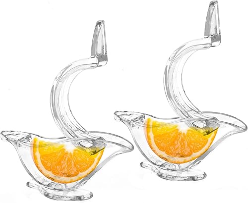 Miniatura 5 de Exprimidor manual de rodajas de limón de 2 piezas, exprimidor de frutas portátil de plástico, exprimidor de mano con forma de pájaro para granada