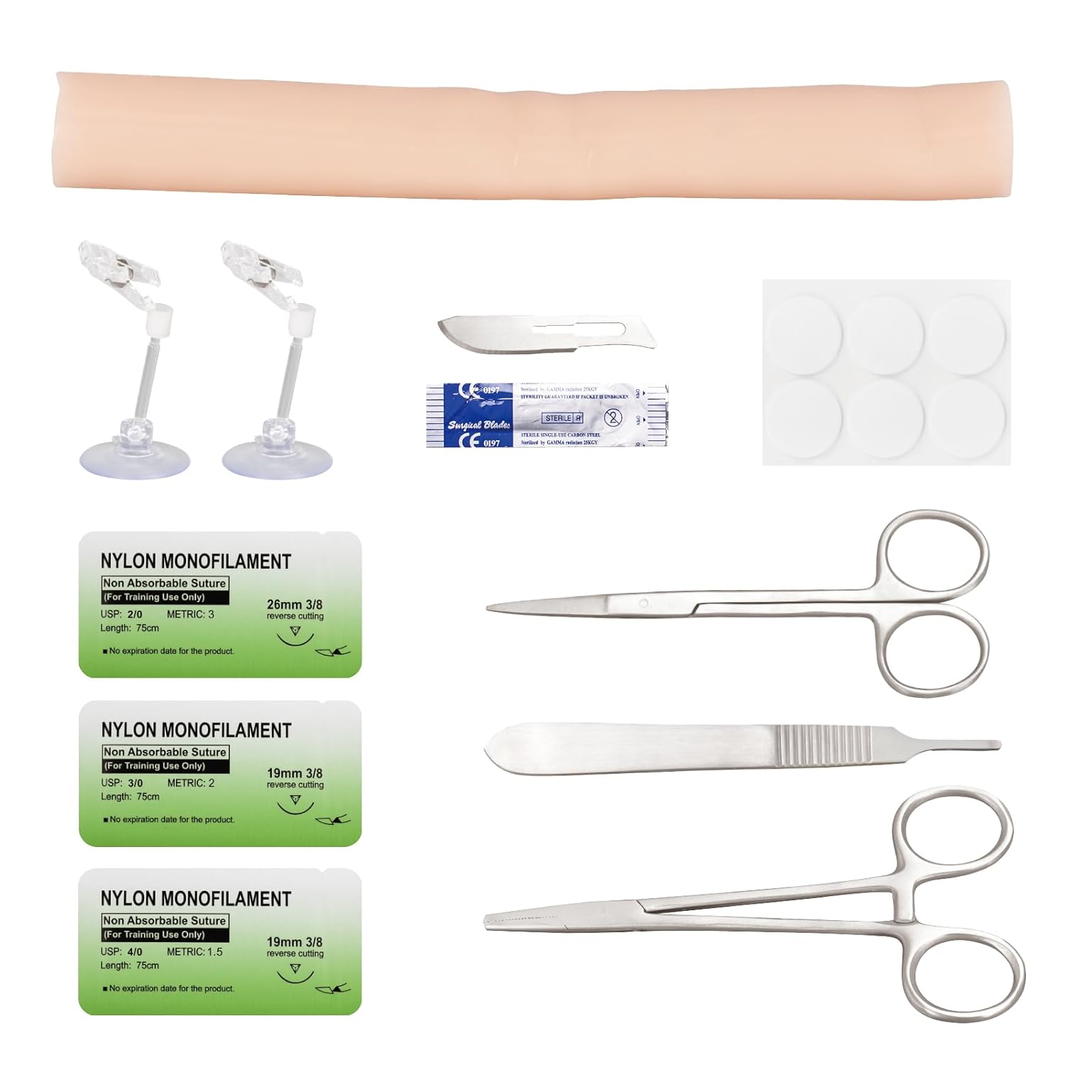 Ultrassist Silicone Intestinal Suture Training Kit, Reusable Bowel Simulator with Surgical Tools, 3-Level Adjustable Stand for Medical Education, Veterinarians Intestinal Suture Training