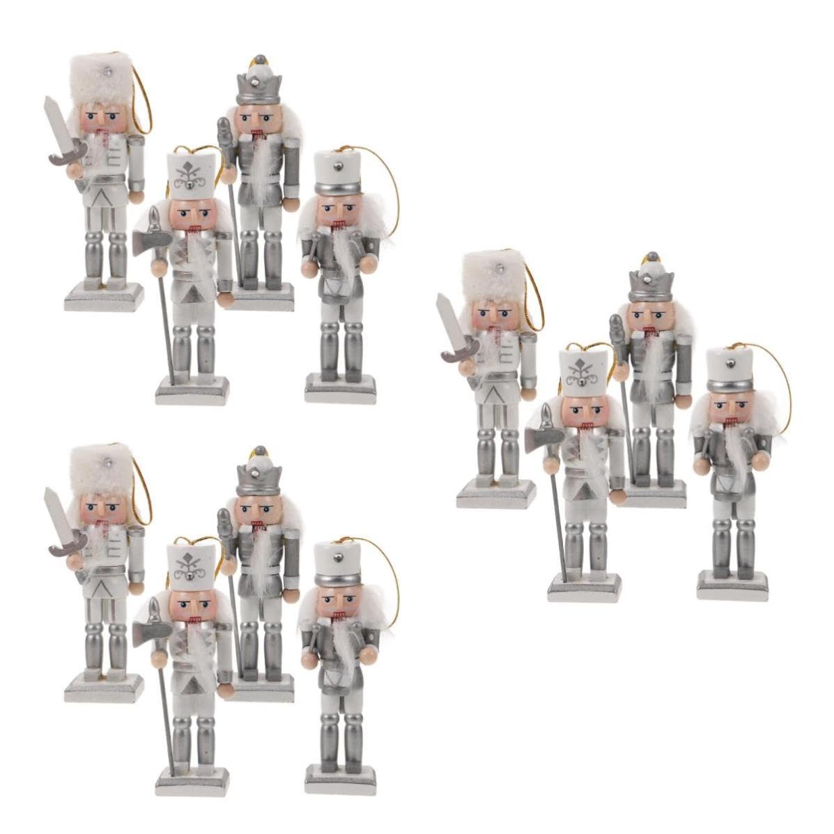 TOYANDONA 3 Piezas Cascanueces de Navidad Figuras 5 Pulgadas Resina Blanco