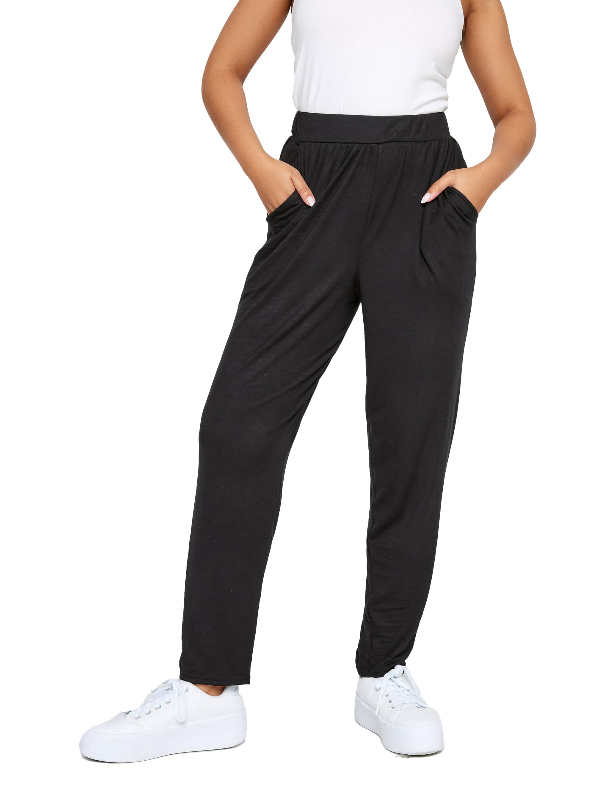 M&Co Women's Black Soft Jersey Hareem Trousers Size 14