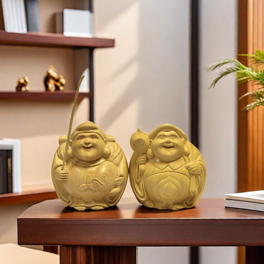Amazon｜七福神 大黒天 恵比寿 木彫り ツゲ 柘植 金運 開運 風水グッズ