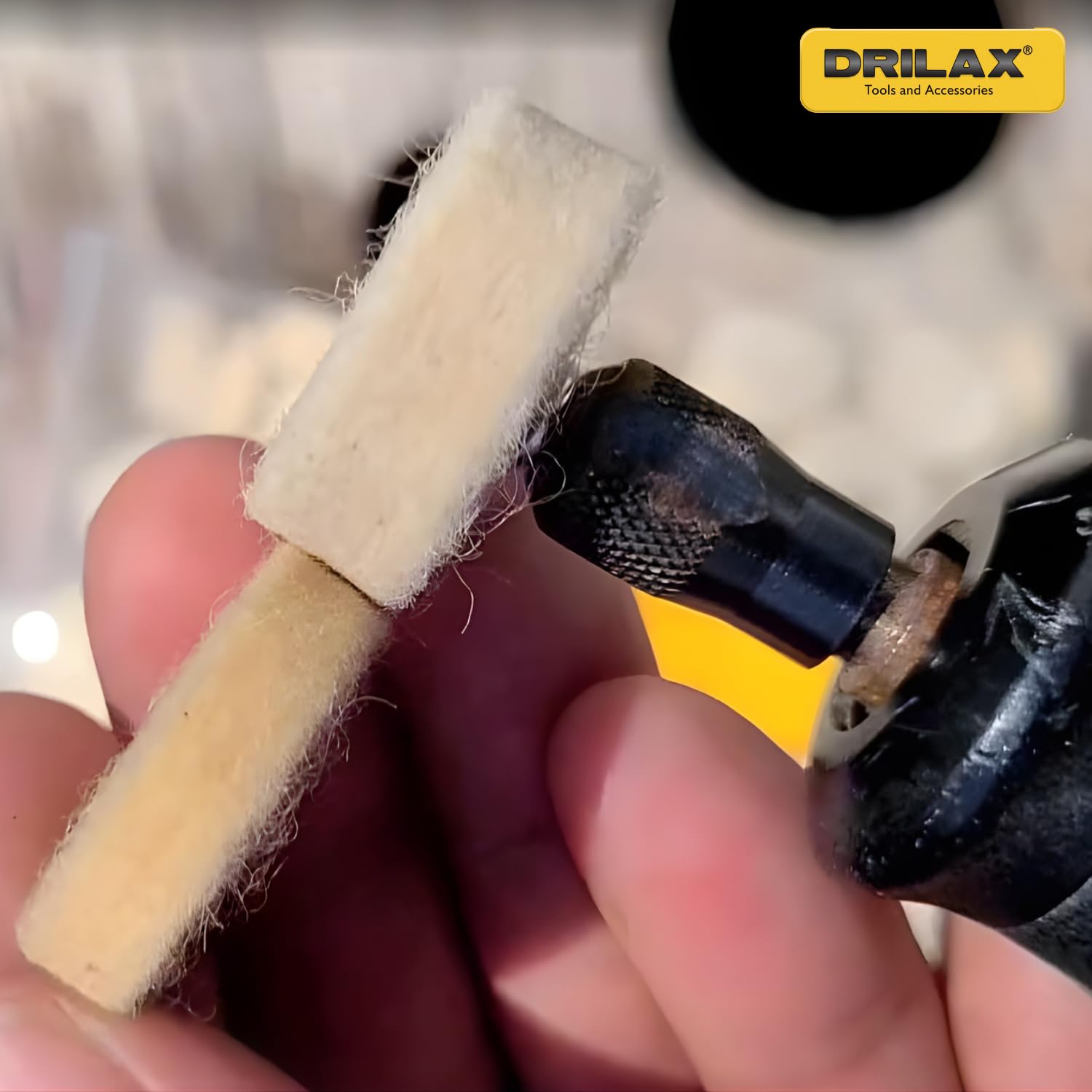 Drilax 100 Pc 1 Inch Wool Polishing Buffing Wheel Kit 50% Thicker Buff Pads with 2 Mandrels Compatible with Dremel 401 Mandrel and Rotary Tools for Jewelry Metal Stone Glass Cleaning Deburring Finish