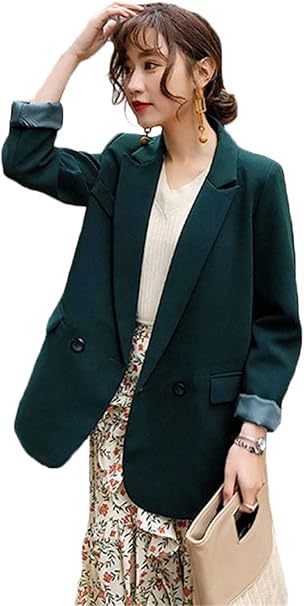 Amazon チューカー スーツコート レディース テーラードジャケット 長袖 洋服 Ol ダブルボタン 折り襟 春秋 着回し 無地 ゆったり リクルート ビジネス コート ジャケット 通販