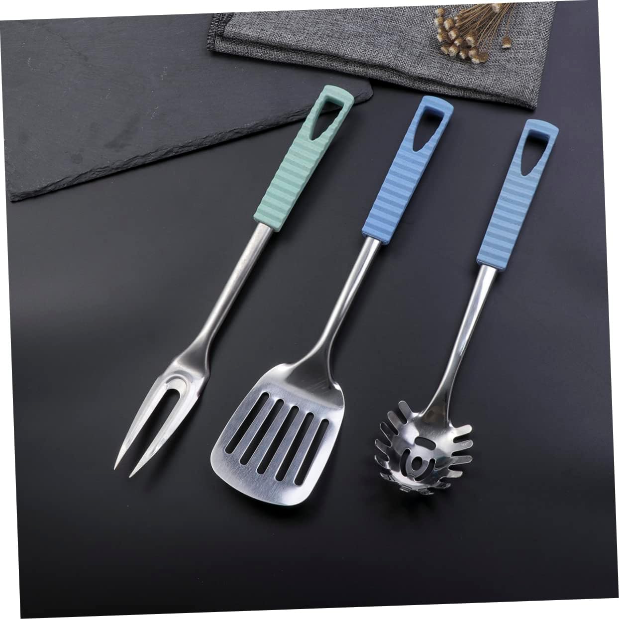 MAGICLULU 3pcs Meat Carving Forks Stainless Steel Forks Heat Resistant Handle for Roasting Serving and Camping