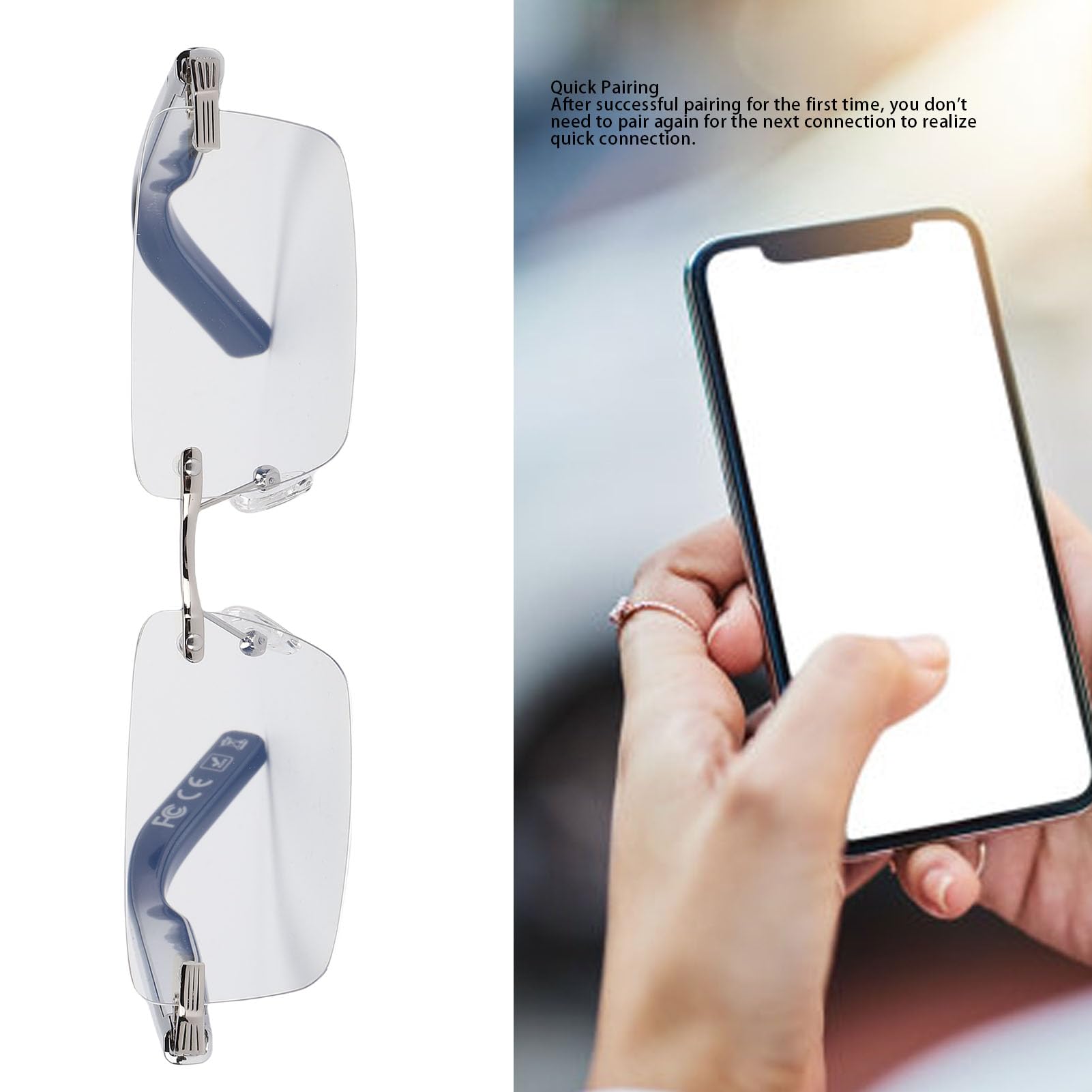 Sxhlseller Occhiali Intelligenti Senza Cornice V5.3 AI con Traduzione Multilingue Protezione degli Occhi Elegante in Materiale PC + Nylon per L'uso Quotidiano