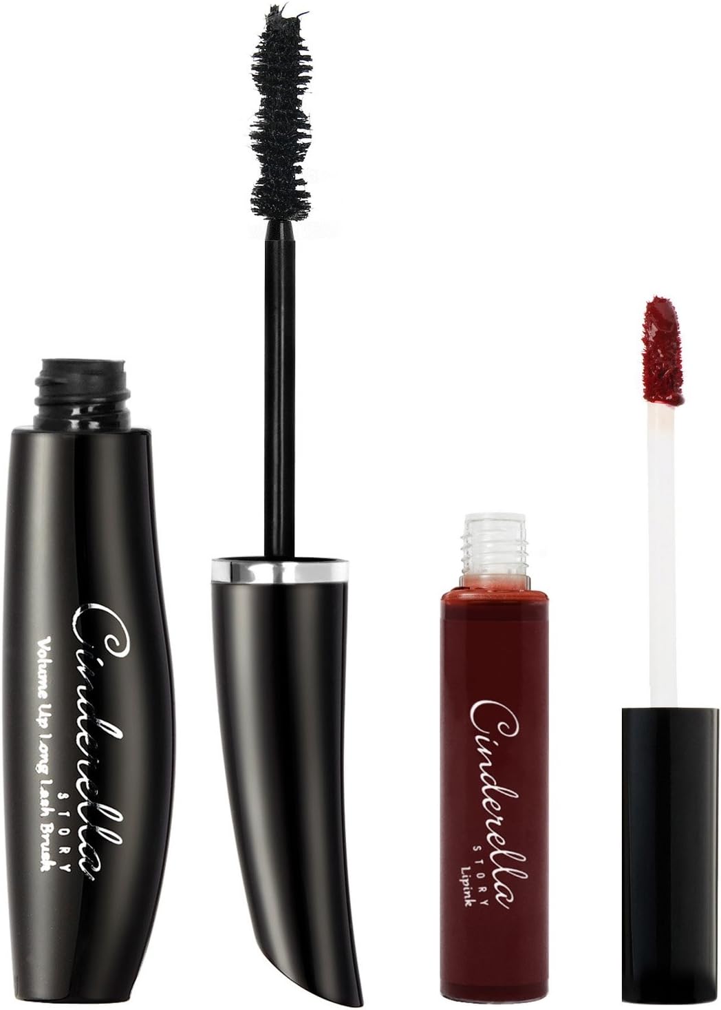 CinderellaStory Season2 2-pcs Makeup Set, Waterproof Fiber Mascara & Lip-ink, Wine