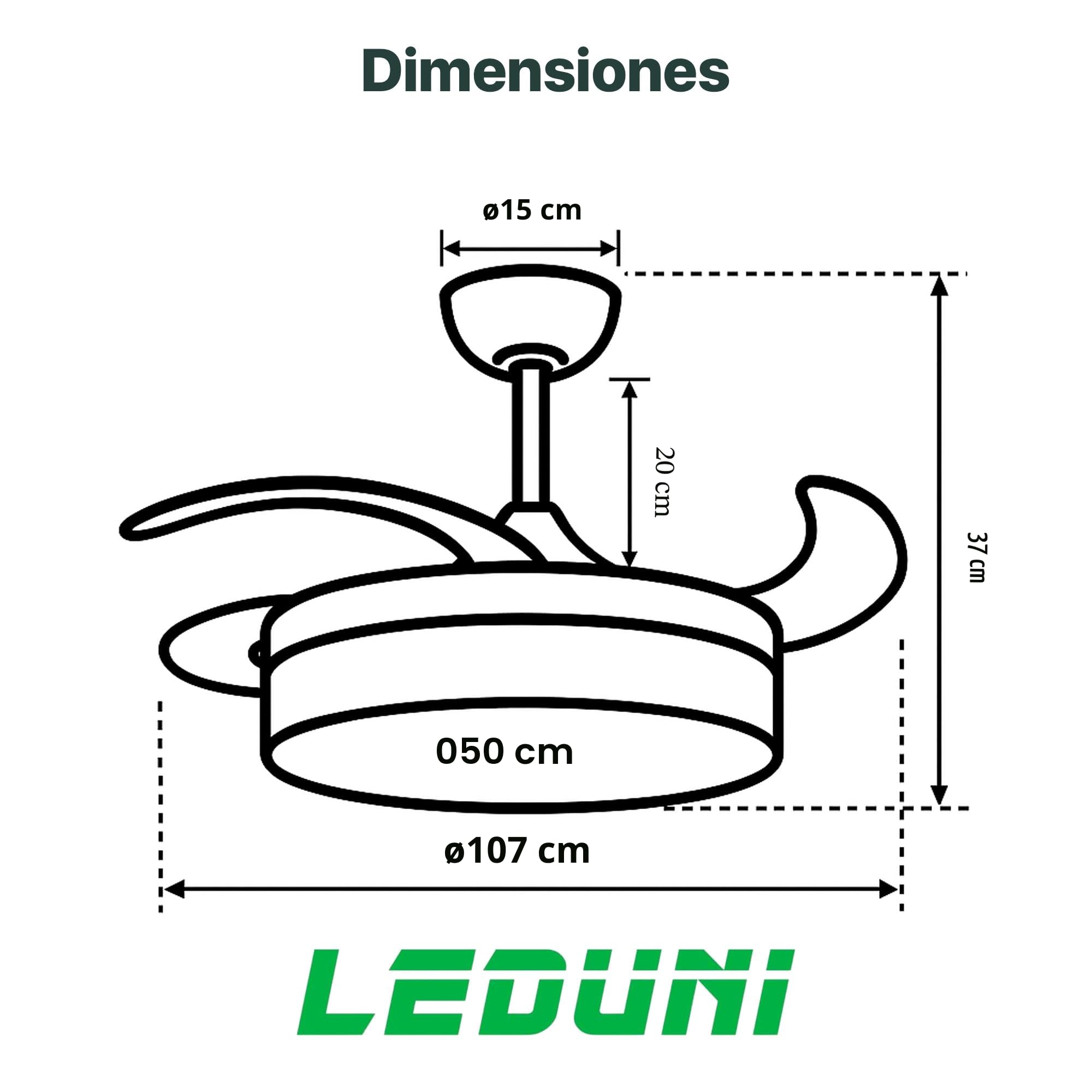 LEDUNI Ventilador de Techo LED con Aspas Retráctiles - 66W, 30W Motor DC+36W Luz 2880LM, Blanco, CCT 3000-6000K, con Control Remoto Funcion verano e invierno (Blanco nieve)