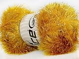 Large 100 Gram Skein Gold Eyelash Dazzle Metallic Eyelash Yarn