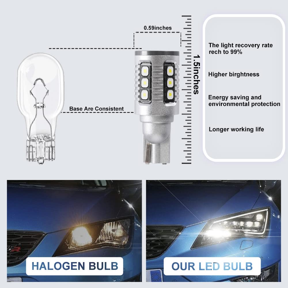 NSLUMO Ampoules de recul, W16W T15 Ampoule LED pour LANCIA DELTA 844 mk3 W16W T15 921 LED Feu de recul 1x Xénon Blanc Ampoules de recul Lampe de recul