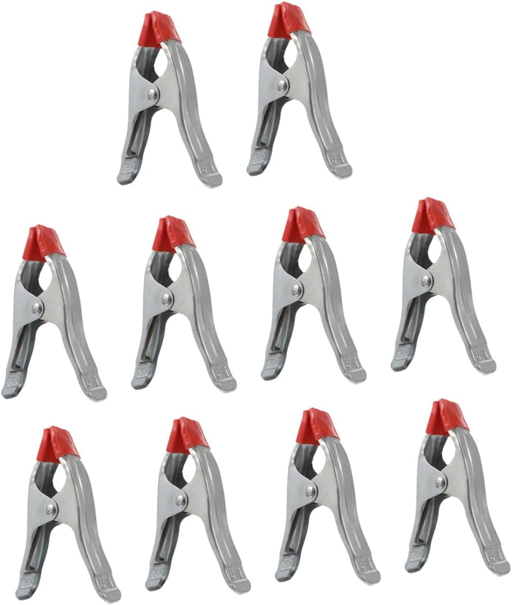 HOMSFOU 10pcs A-shaped Iron Woodworking Clamps Thickened Spring Clips Strong Carpentry Clamps for Woodworking and Stone Fixing 6-inch Set