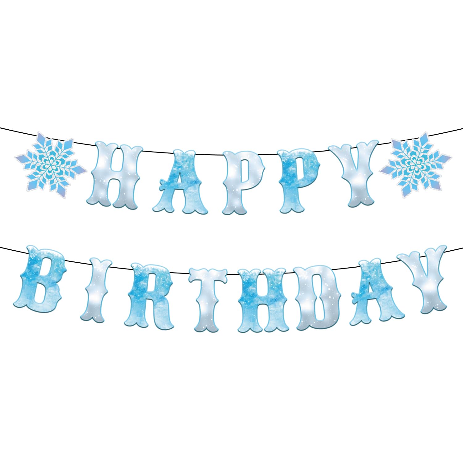 Ghirlanda Compleanno Frozen Con Fiocchi Di Neve - Decorazione Festa Tema Invernale - Foto 4