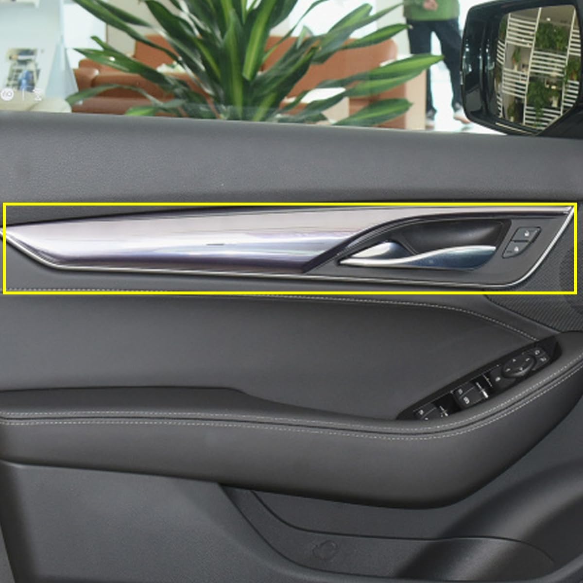 Fit for Cadillac CT5 Interior Real Carbon Fiber Inner Door Panel Decorative Cover, Car Interior Accessories 4PCS (Black Carbon Fiber)