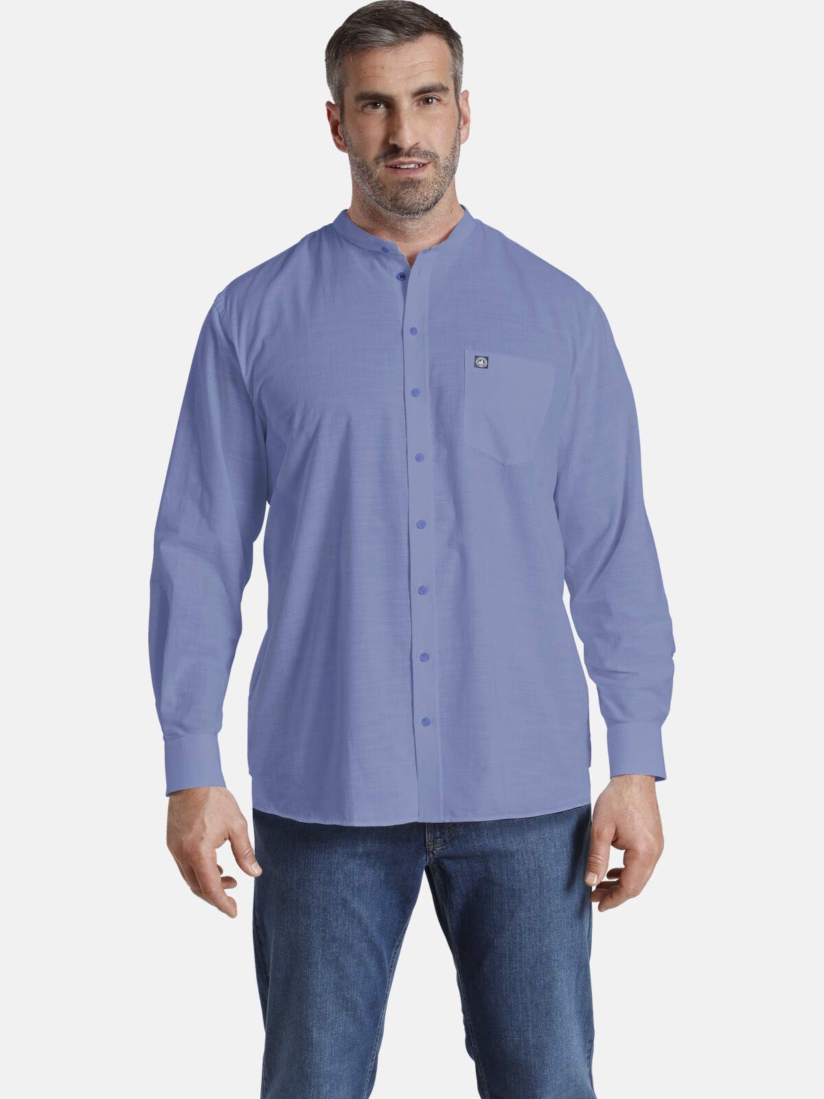 Jan Vanderstorm Camisa de cuello alto de manga larga para hombre Kallu