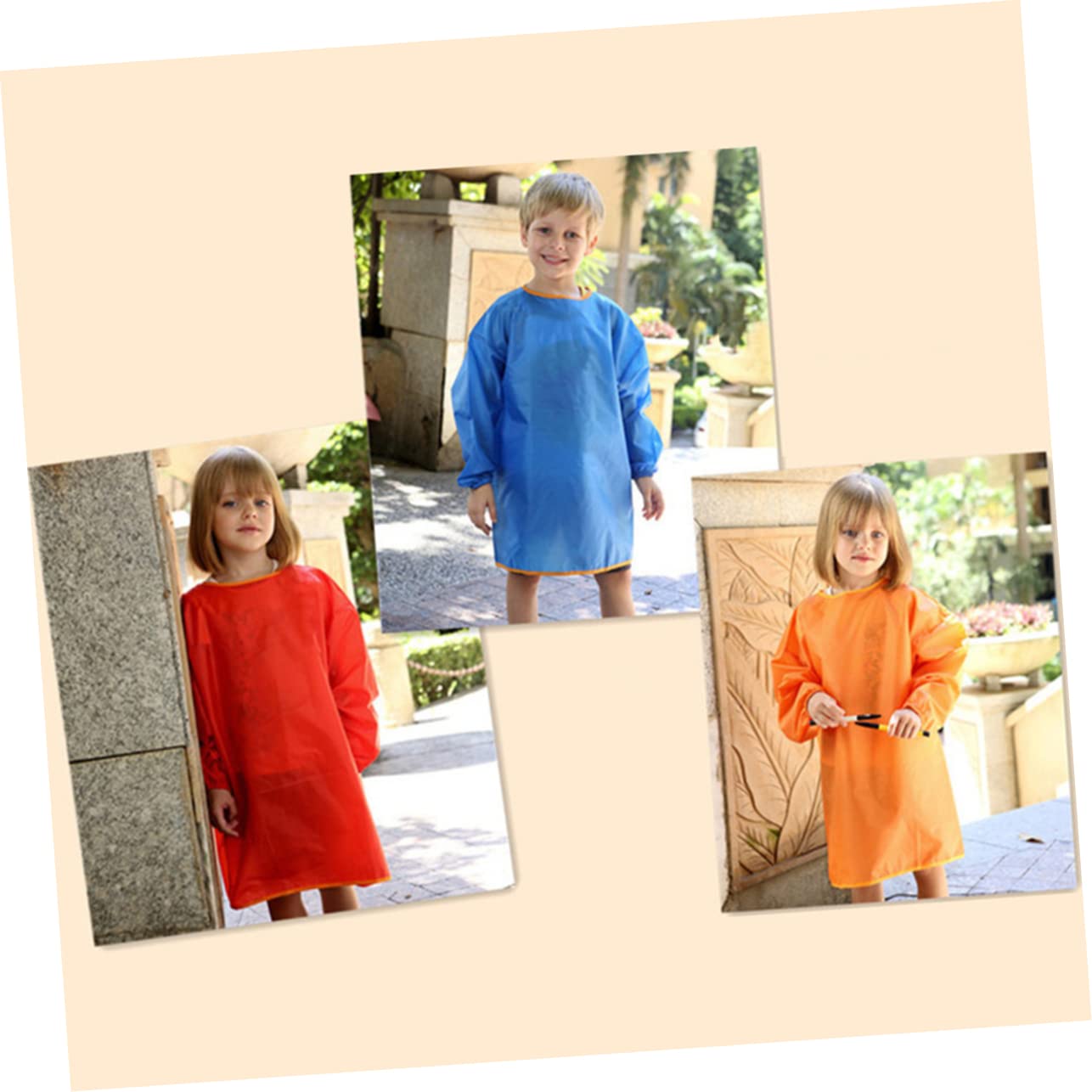 Abaodam 3pezzi Grembiule Da Pittura Per Maniche Lunghe Art Smock Blu Per Vestiti Durante Attività Creative e Scolastiche
