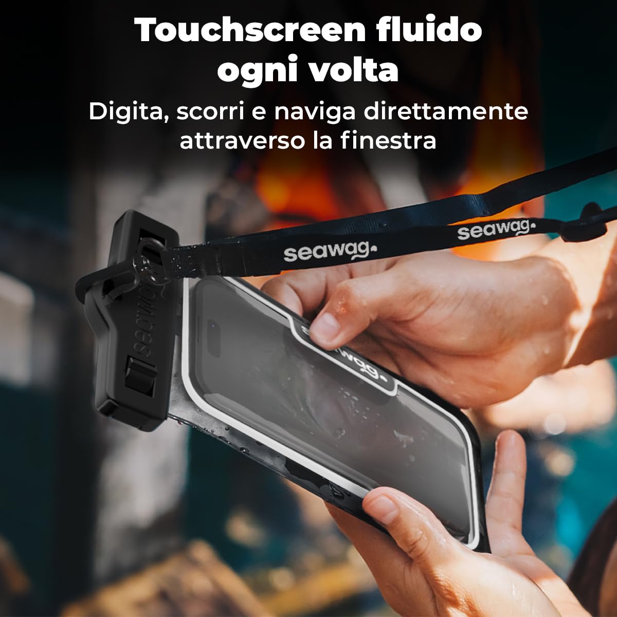 SEAWAG Solo Traveler Kit - Custodia impermeabile per telefono (IPX8 fino a 25 m) con impugnatura galleggiante, cinghia da braccio e supporto per bicicletta, borsa impermeabile universale per iPhone e