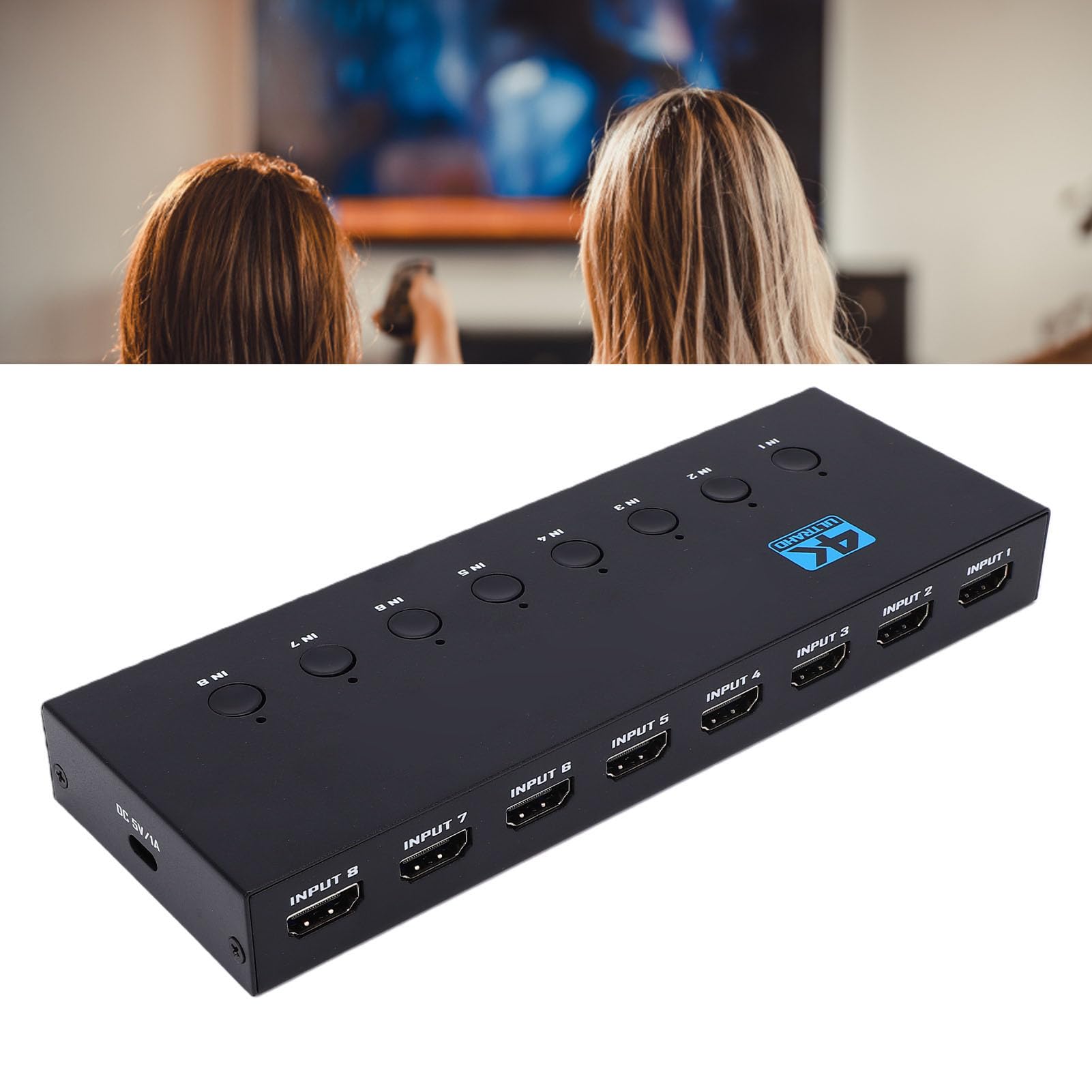 Asixxsix Switching HDMI 8×1, Selettore Commutatore HDMI 8 in 1 Uscita con Telecomando, 4K a 30 Hz, Trasmissione a Lunga Distanza 48 Gbps per Sala Conferenze, Chiesa, Aula