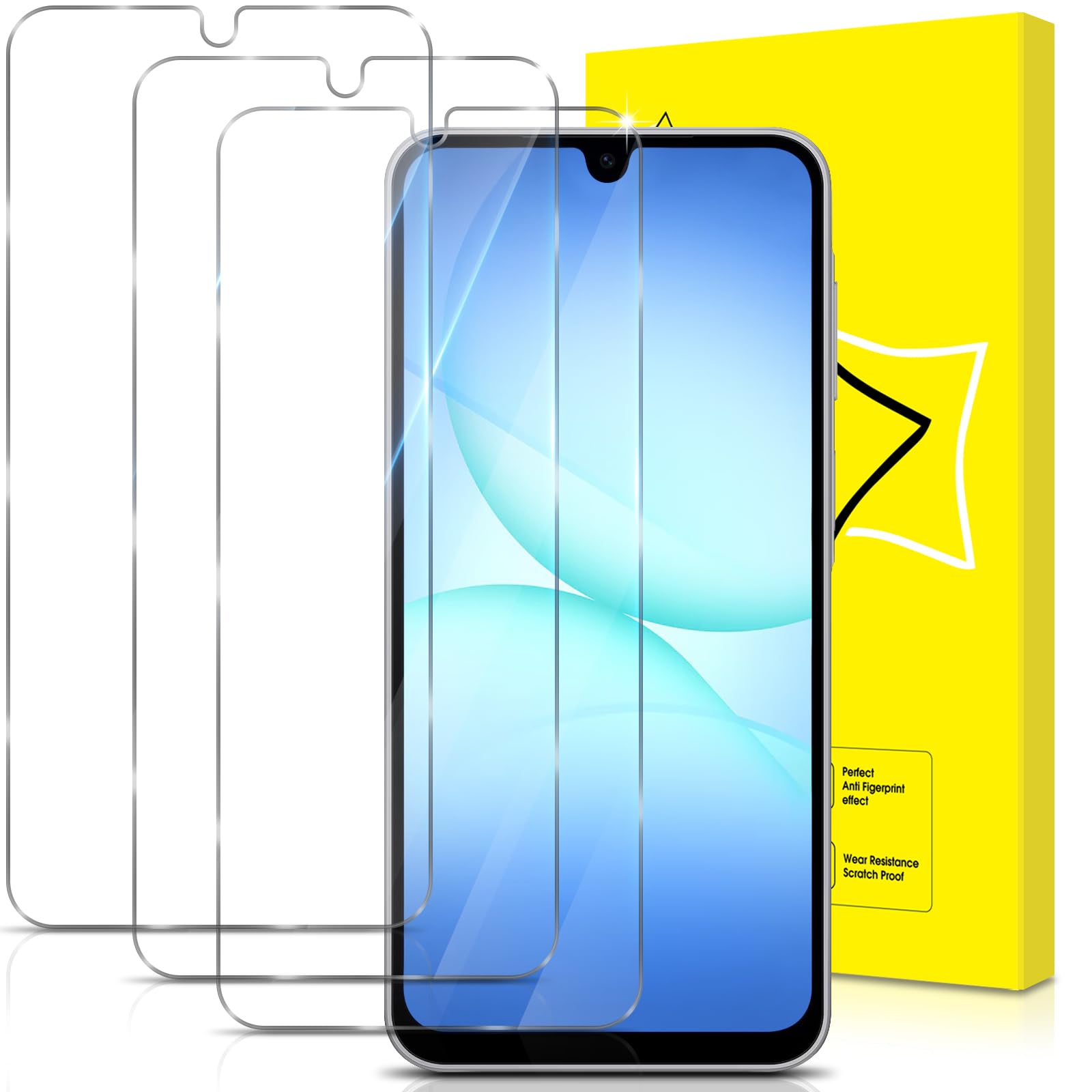 GiiYoon-3 PACK Screen Protector for Samsung Galaxy A17 Tempered Glass [HD Full Coverage] [Easy Installation] [Scratch Resistant] [9H Hardness] Protective Film
