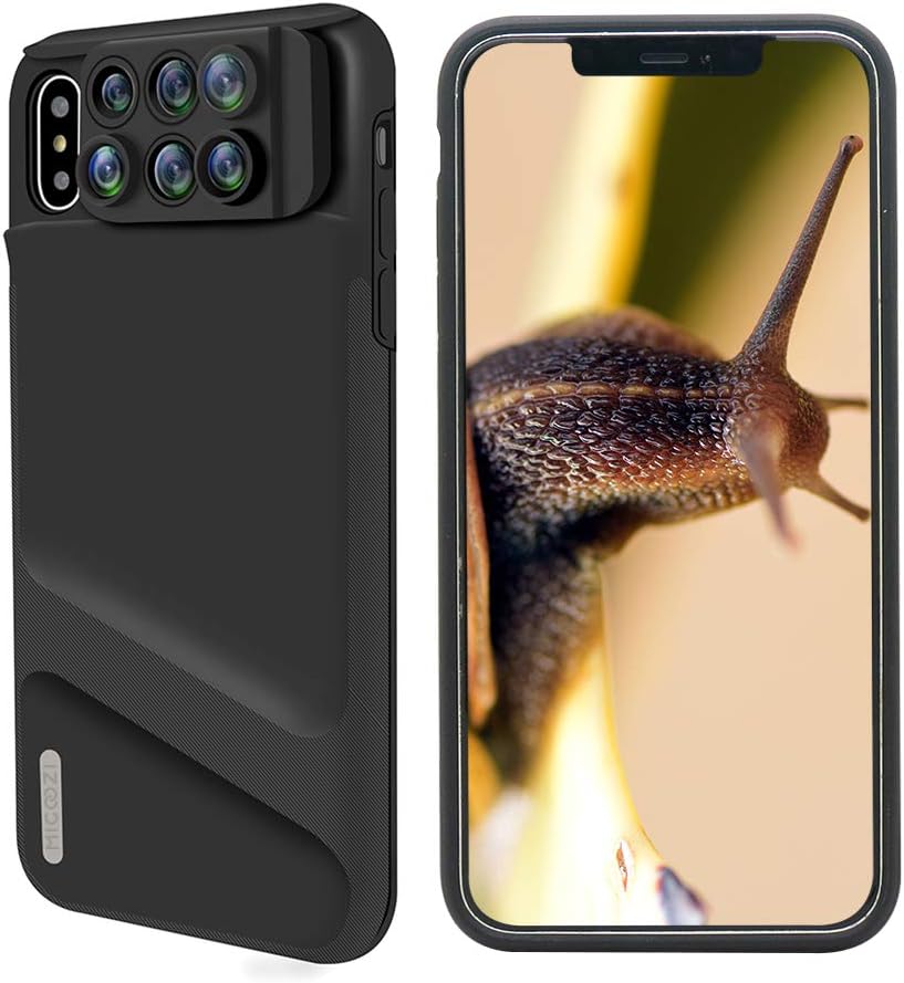 iPhone Xs Max Lens, 6 in 1 Dual Phone Camera Lens Kit [ 180 Degree Fisheye, 0.65X Super Wide Angle, 10X/20X Macro, 2X Telescope Lens ] with Phone Protective Case Cover for Apple iPhone Xs Max