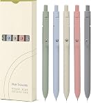 Stylos à gel 0.5mm Stylos d'encre noire japonais Fine Point, Stylo mignon pour la publication de stylos d'écriture aesthésiques lisses, Note & Utilisation de bureau, cadeau pour les femmes & Hommes 5 Pcs Morandi