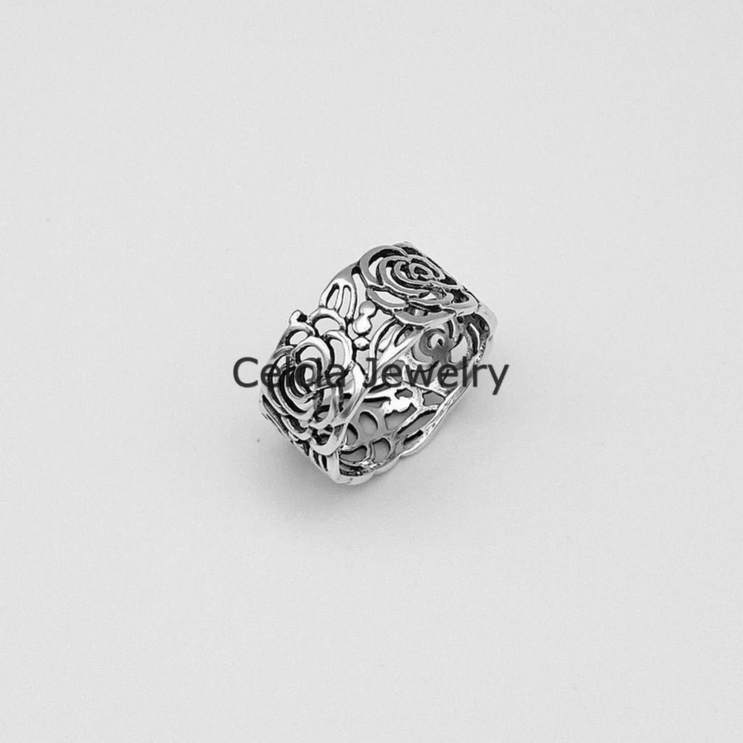 Solid 925 Sterling Silver Large Filigree Butterfly Ring, Boho Ring, Spirit, Metaphysical Gifts for Women, Minimalist, Unique Mothers Day