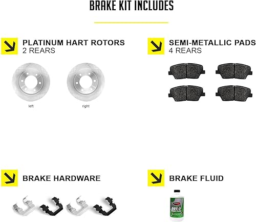 Miniatura 2 de Hart Brakes Kit de frenos y rotores traseros | Pastillas de freno traseras| Rotores y pastillas de frenos | Pastillas de freno y rotores