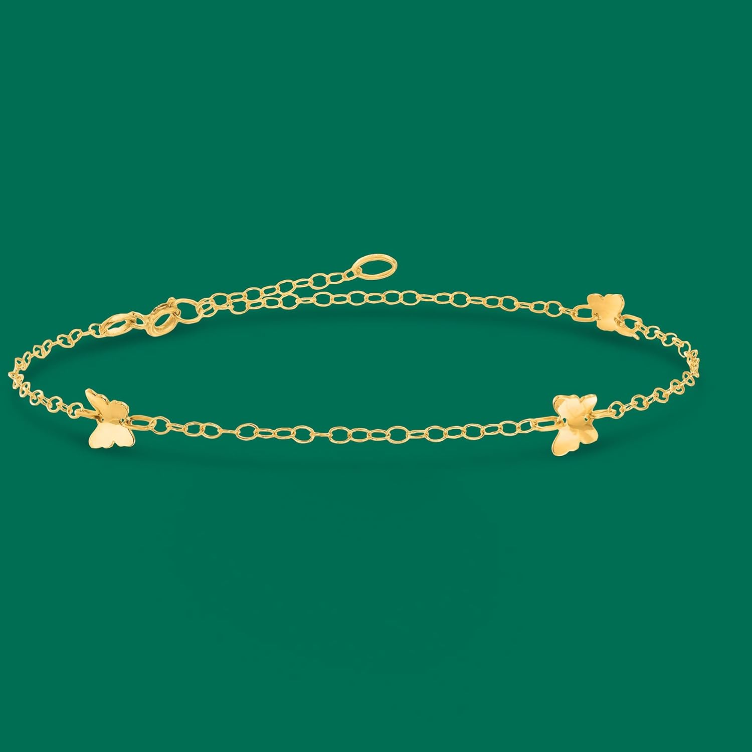 Ross-Simons Italian 14kt Yellow Gold Butterfly Station Anklet. 9 inches