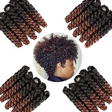 Queentas 6 Packs 6mm Crochet Hair 10inches Tapered Cut Synthetic Hair Extensions for Black Women Natural Black #1B+Black Brown #1B/30