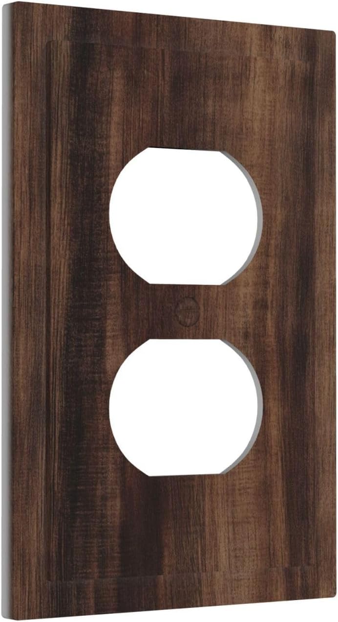 Outlet Covers Rustic Farmhouse Brown Wood Barn Door Decorative 1 Gang Duplex Light Switch Cover Plate Receptacle Wall Plate Electrical Switch Plate Covers for Bathroom Decor image 2