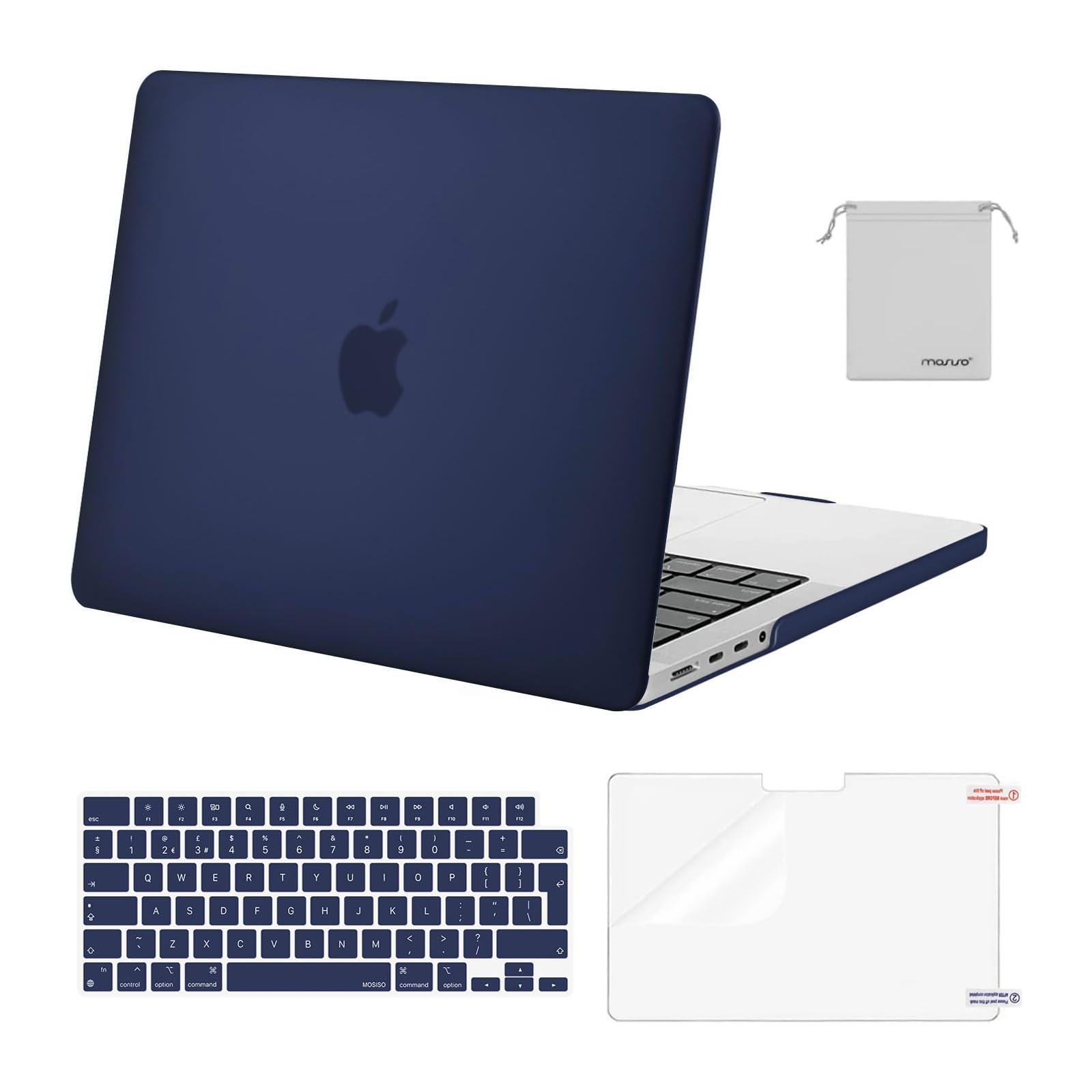MOSISO Compatible with MacBook Pro 14 inch Case 2025-2021 M4 M3 M2 M1 Pro/Max A3112 A3185 A3401 A2918 A2992 A2779 A2442, Hard Shell Cover &Keyboard Skin &Screen Protector &Pouch, Navy Blue