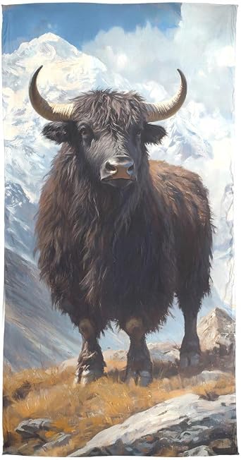 ALAZA Black Yak Snow Mountain Long Silk Like Scarf for Women Large Head Wrap Stole