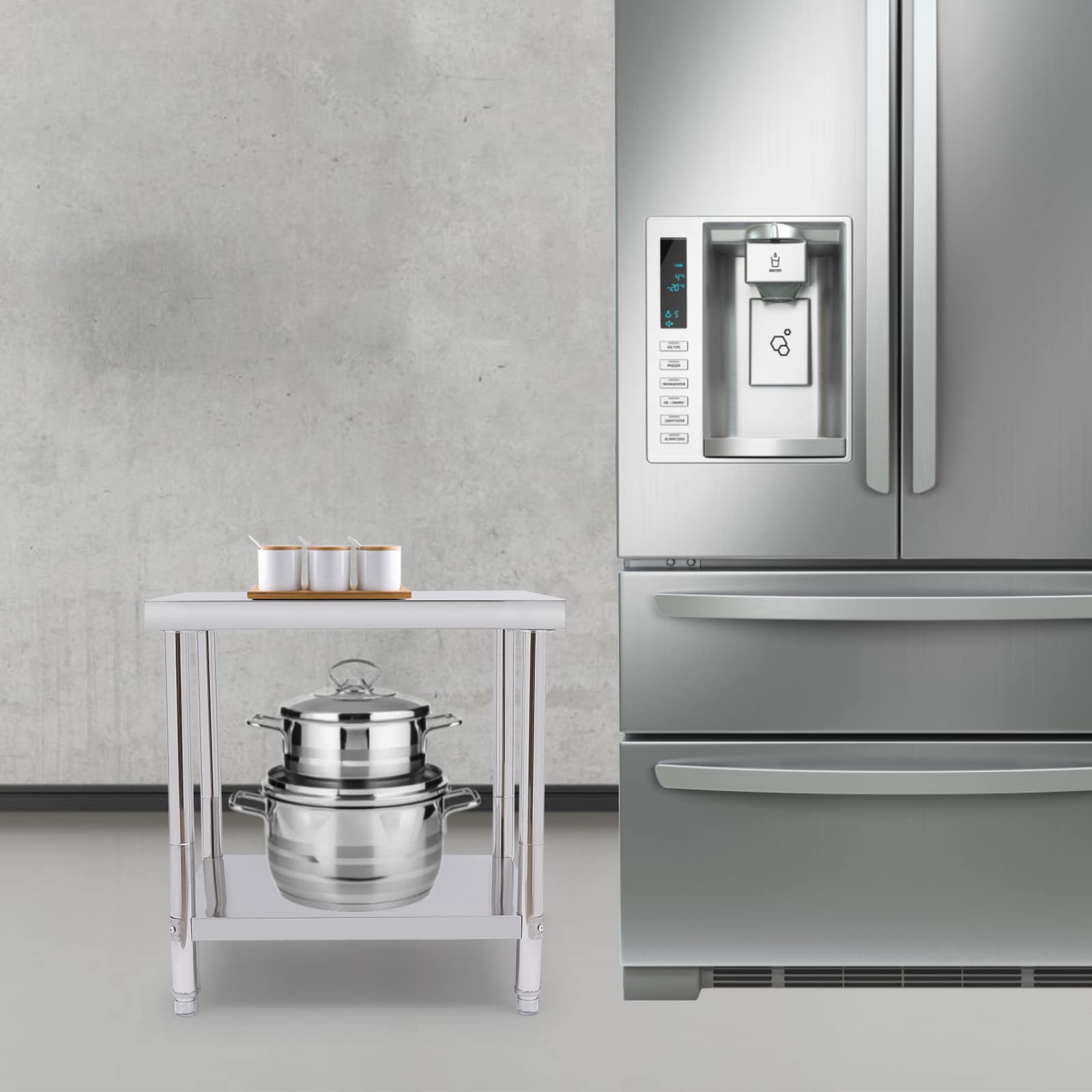 Mesa de Acero Inoxidable 400 kg | Mesa de Trabajo para Preparar Alimentos | Mesa Comercial para Cocina, Bar, Restaurante | Resistente y Duradera | Superficie Amplia | Fácil de Limpiar