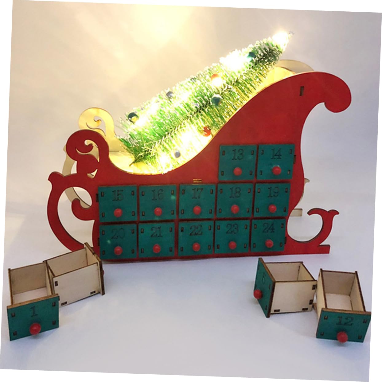 Weihnachtskalender Holz Countdown Dekoration Selbstgemacht Tischdekoration für Wohnzimmer Schlafzimmer