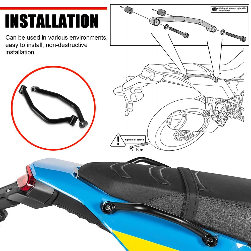 Tenere 700 2019-2024 Moto Reposabrazos para pasajeros Trasero para TENERE 700 2019 2020 2021 2022 2023 2024 T7 Rally XTZ690 XTZ 700 - Negro